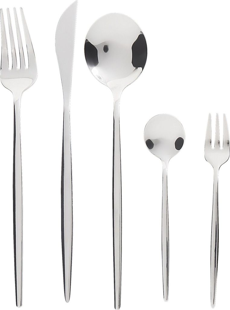 BELIANI Besteck Set silber Edelstahl 30 teilig für 6 Personen Messer Löffel Gabel Teelöffel Kuchengabel Modernes Design