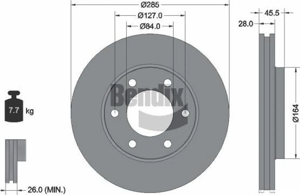 Disque de frein ventilé BDS1961 pour utilitaire Toyota Hiace série
