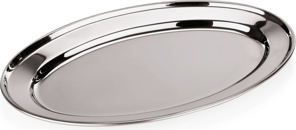 Servierplatte mit bordiertem Rand 40 x 26 cm Chromnickelstahl silber