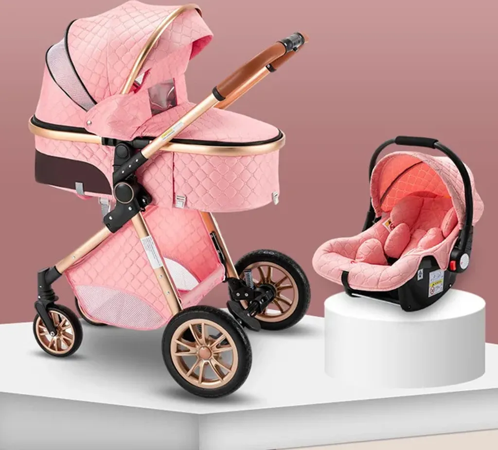 Poussette bébé multifonctionnelle rose pliable - Modèle Compact City S5