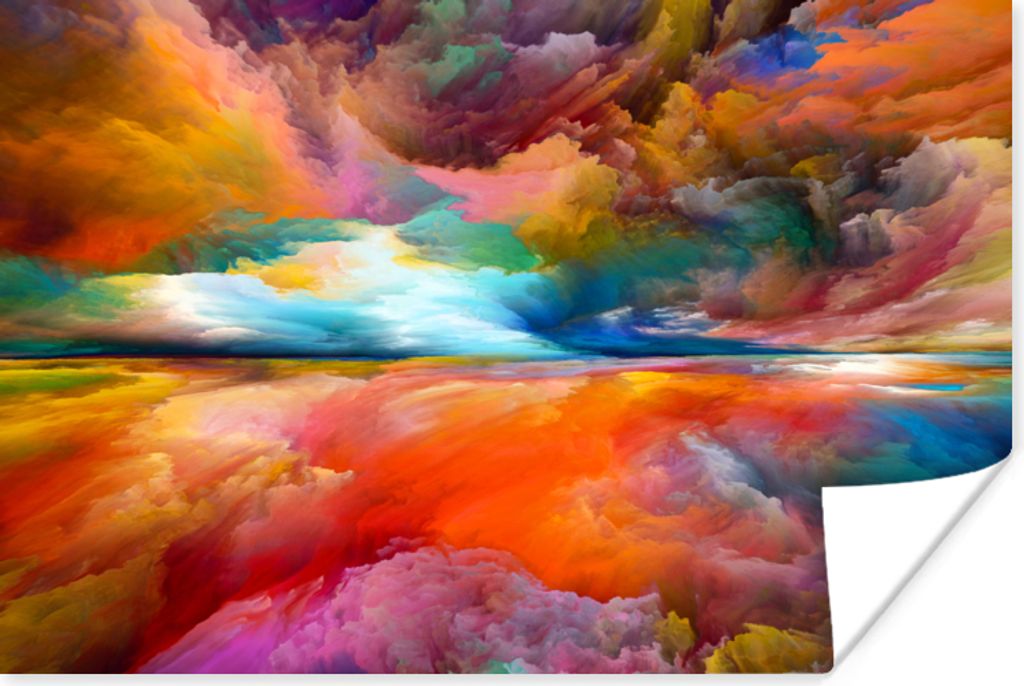 MuchoWow Poster Gemälde - Ölgemälde - Abstrakt - Wolken 180x120 cm - Fotoplakat