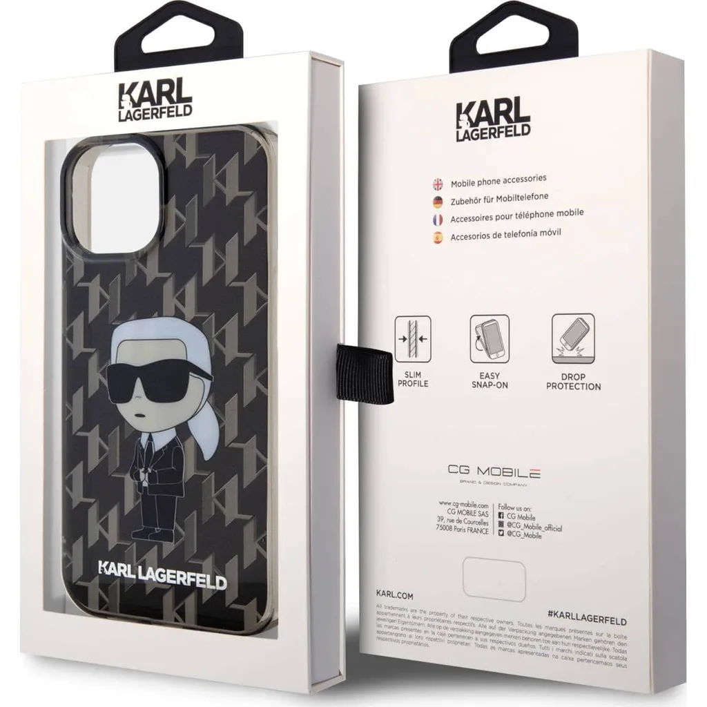 Karl Lagerfeld Ikonik Monogram iPhone 15 Case - Eleganza in Nero - 8