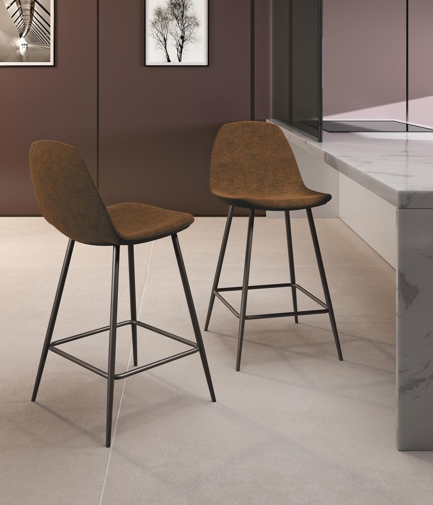 Brigitte - Brauner Hocker aus - 2er-Set