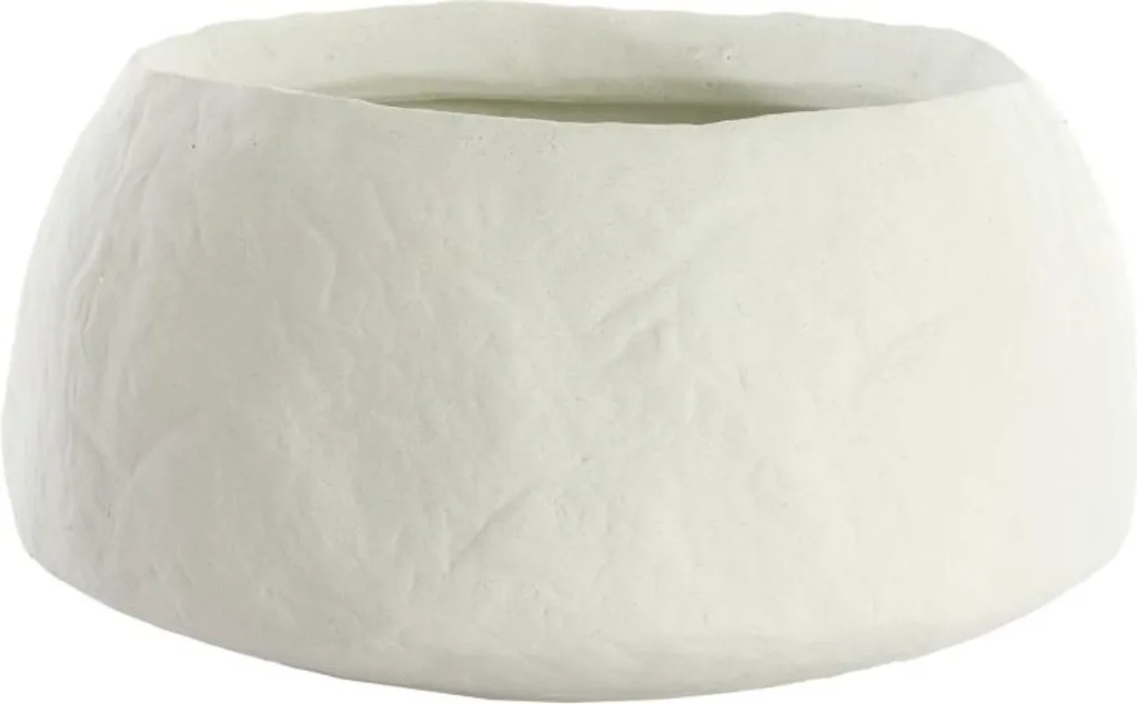 Vase large TINGRI Ø56 cm en pierre minérale crème au design organique