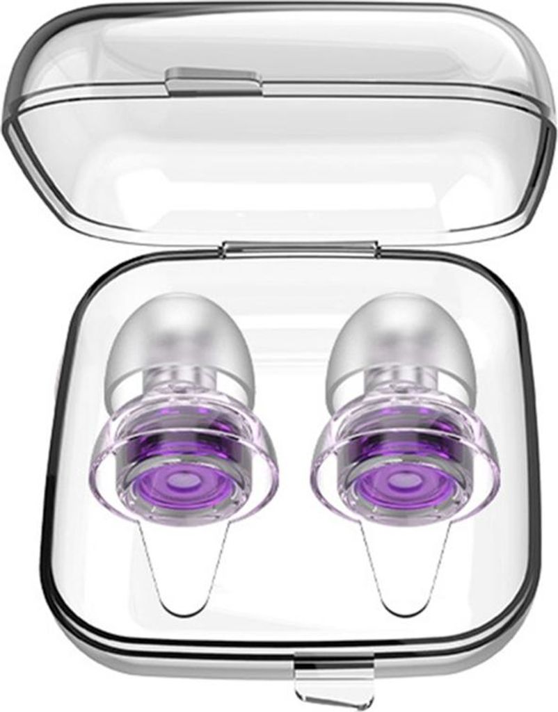 INF Hochwertige geräuschunterdrückende Ohrstöpsel - Halbrund, Transparent, 2 Stück Violett
