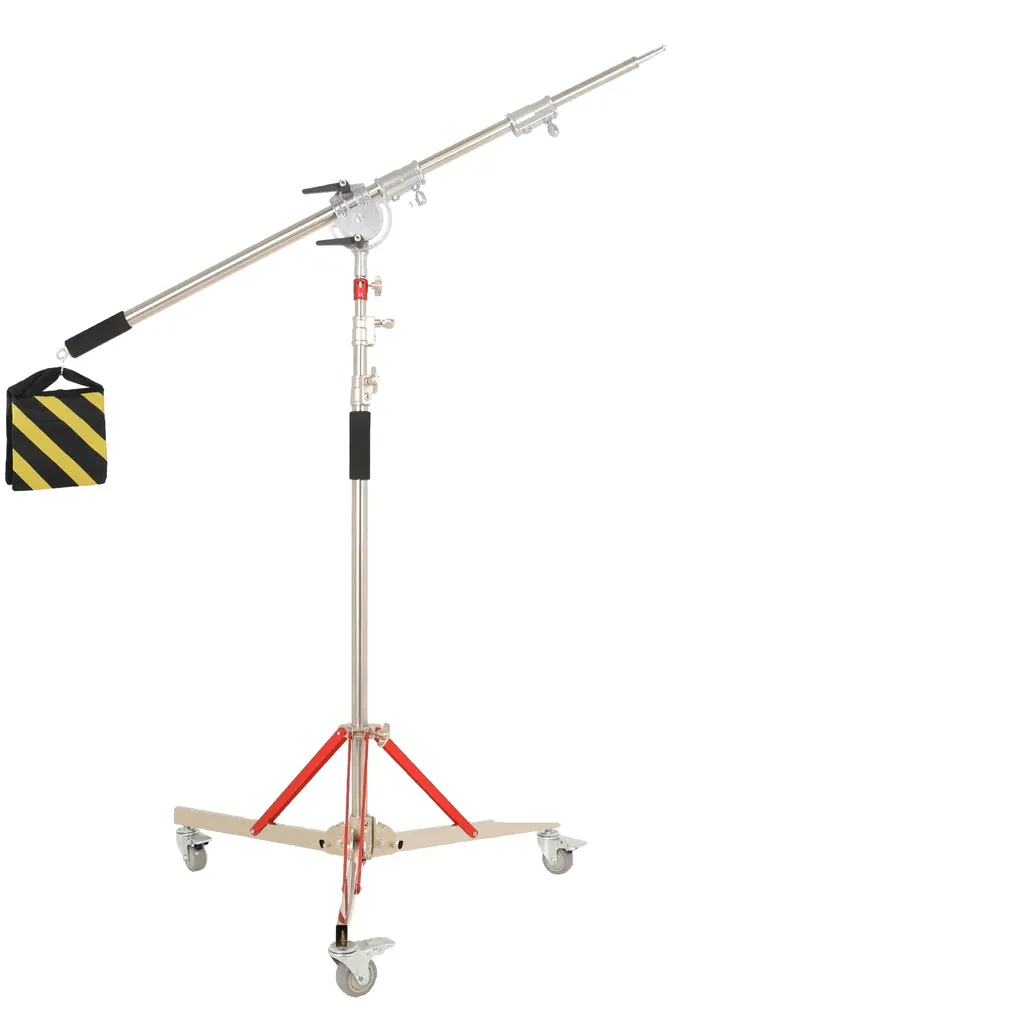 Pied C-Stand inox 3,2m avec roues ROT pour éclairage photo et vidéo