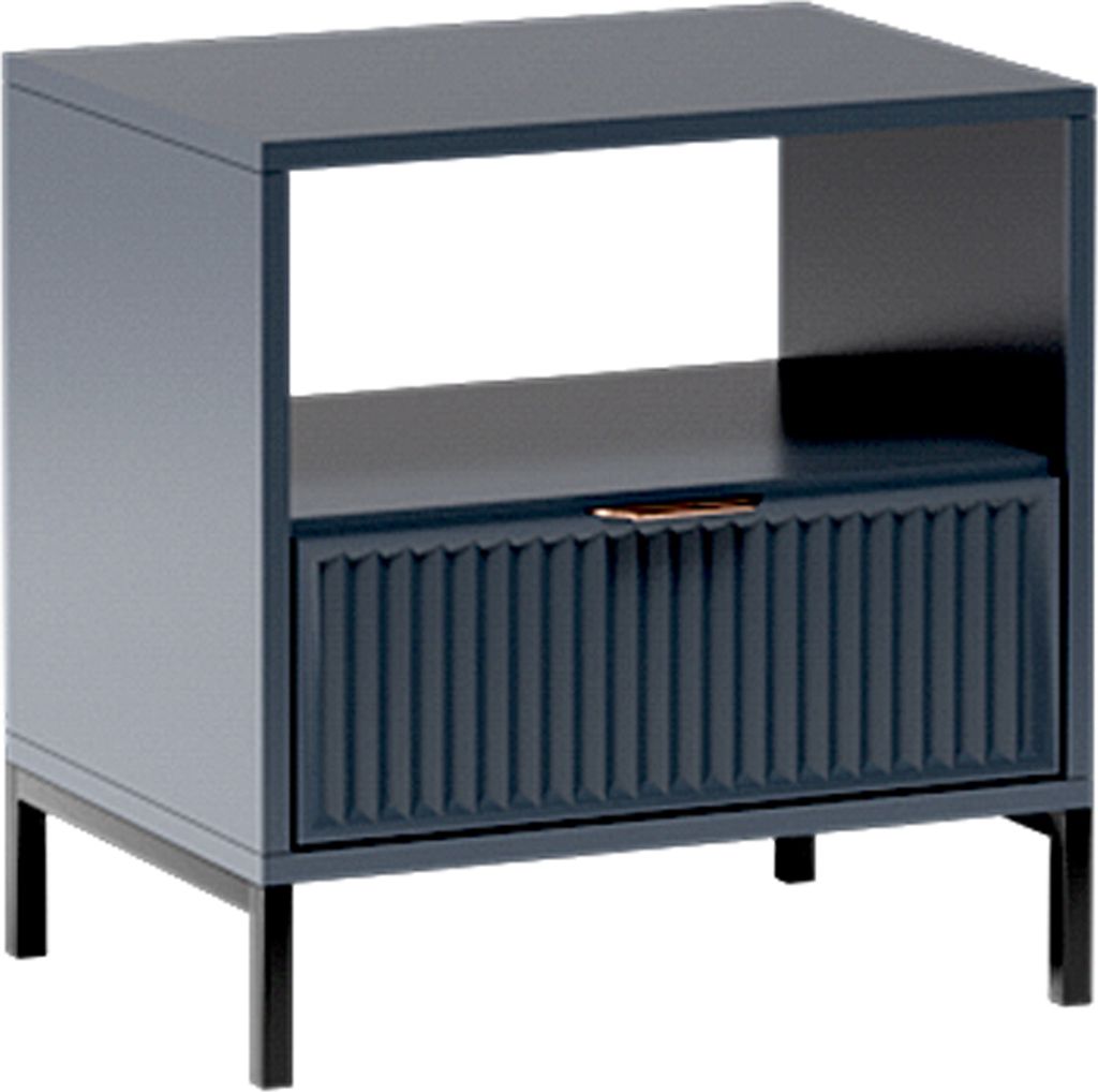 Nachttisch in Indigo blau mit Rillenoptik LAURO-161