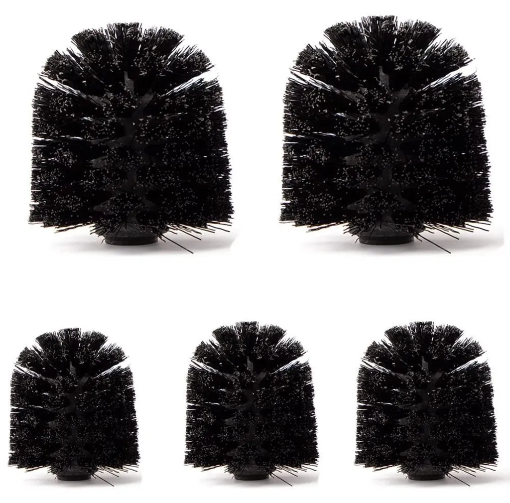 Lot de 5 têtes de brosse de toilettes noires Ø 8 cm en plastique durable