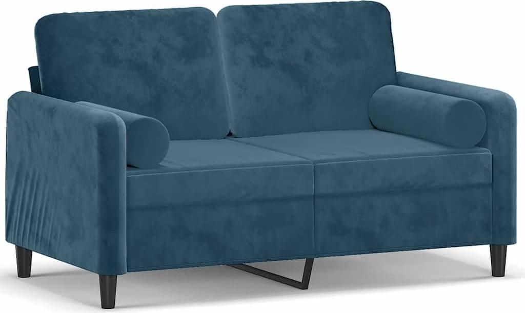vidaXL 2-Sitzer-Sofa mit Zierkissen Blau 120 cm Samt