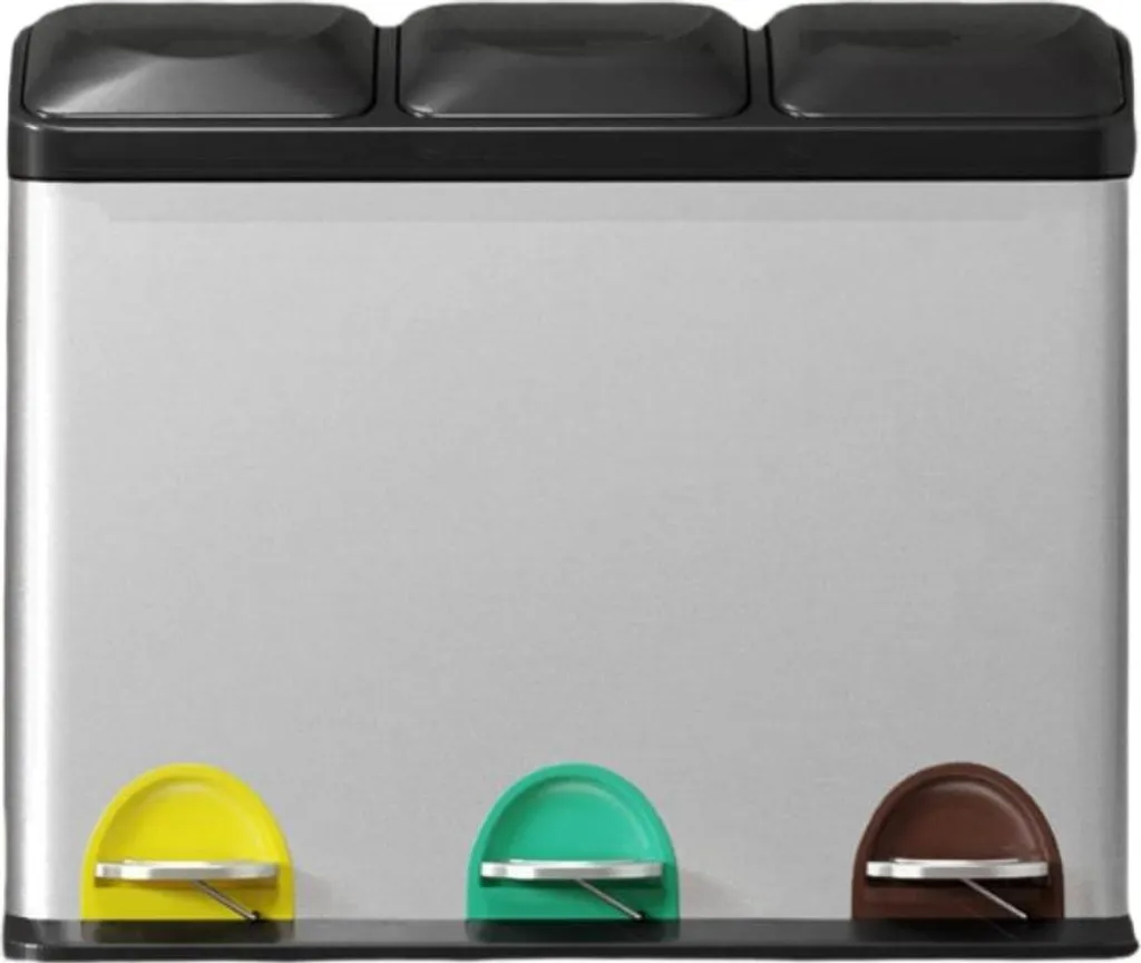 Poubelle de cuisine hygiénique à pédale Rootz tri sélectif 46,5cm