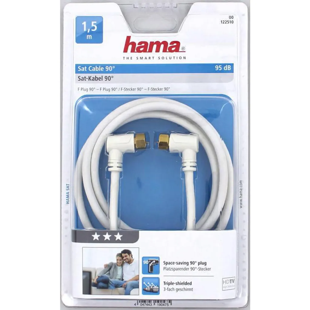 Câble coaxial pour brancher un décodeur satellite Hama 1,5m - 4