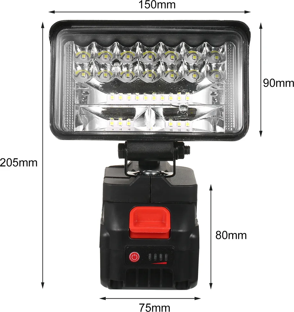 Lampe de travail LED 4 pouces pour batterie lithium 21V pivotante 180°