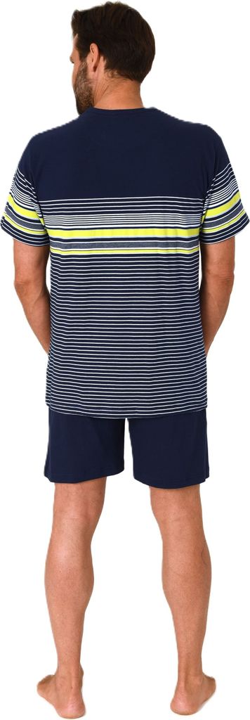 Normann Herren kurzarm Schlafanzug Shorty in eleganter Streifenoptik – auch in Übergrößen ; grün , 68