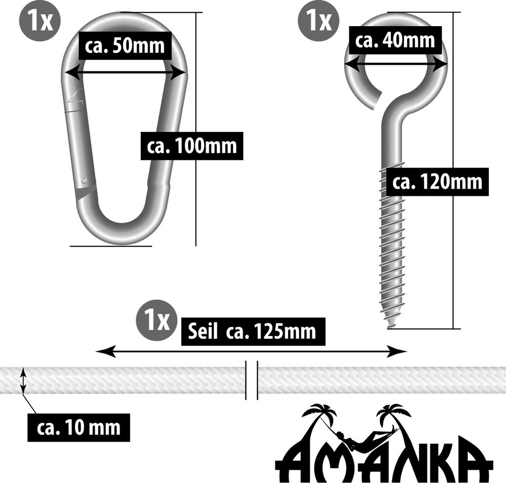 Hängematten Befestigung bis 160kg - mit Karabiner und Produktbild 6