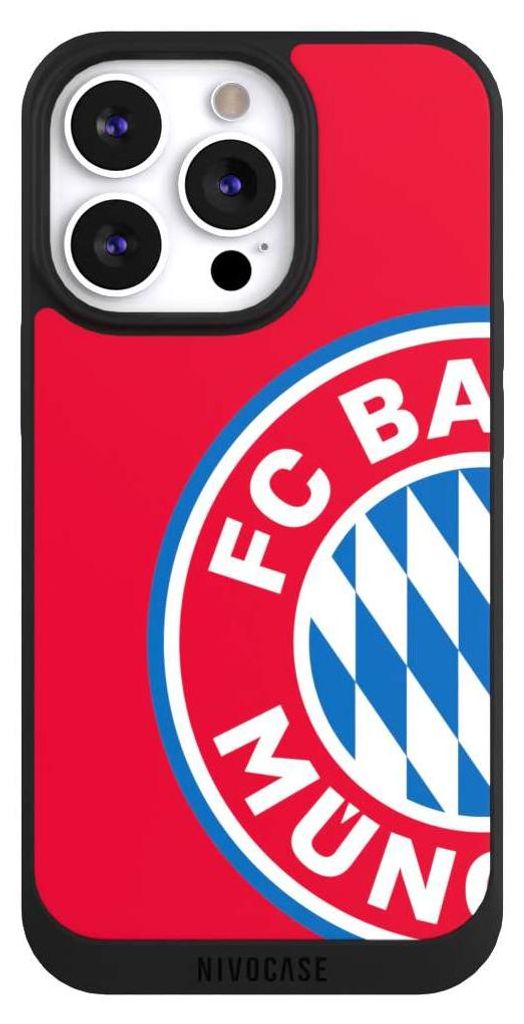 NIVOCASE Handyhülle für Apple iPhone 13 Pro Hülle NIVOpure Case Schwarz FC Bayern München FCB Offizielles Lizenzprodukt