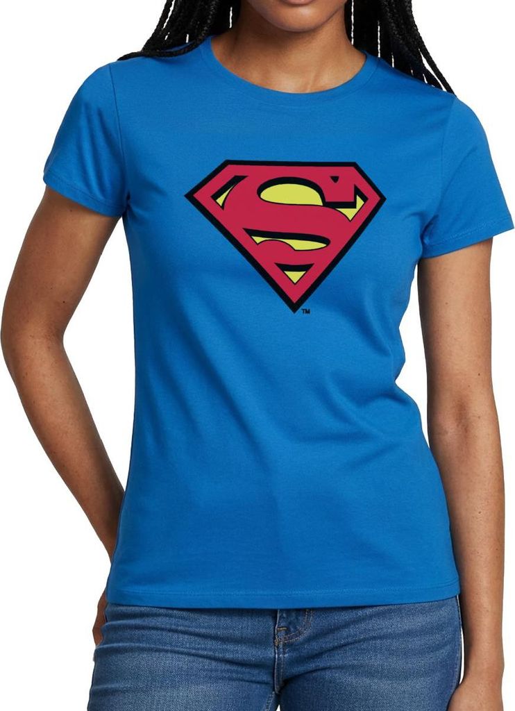 Spreadshirt DC Comics Superman Logo Original Karneval Frauen T-Shirt, M, Royalblau