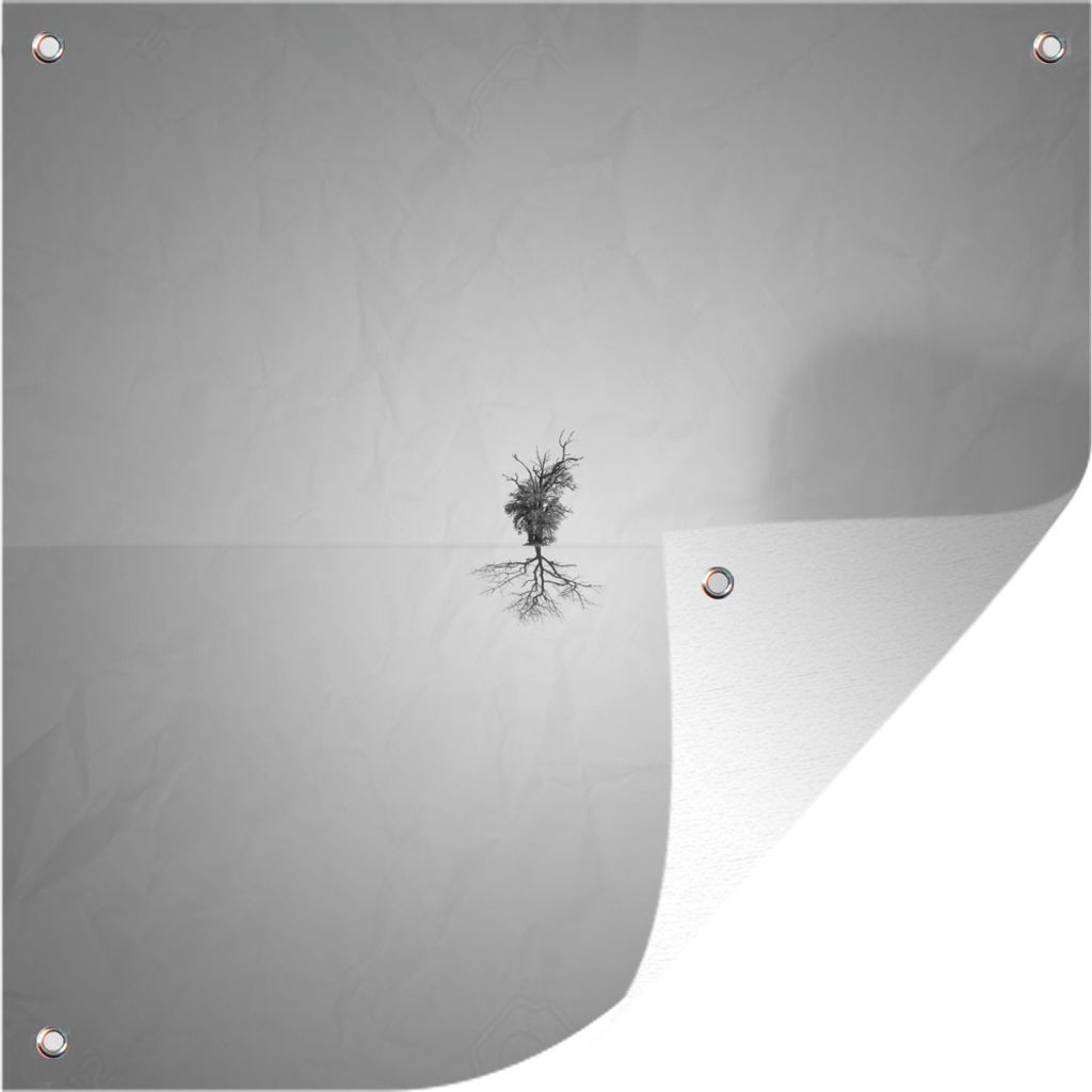 MuchoWow 100x100 cm Outdoor-Poster Gartendeko Sichtschutz Garten Poster für den Garten Minimalismus Baum mit Reflexion