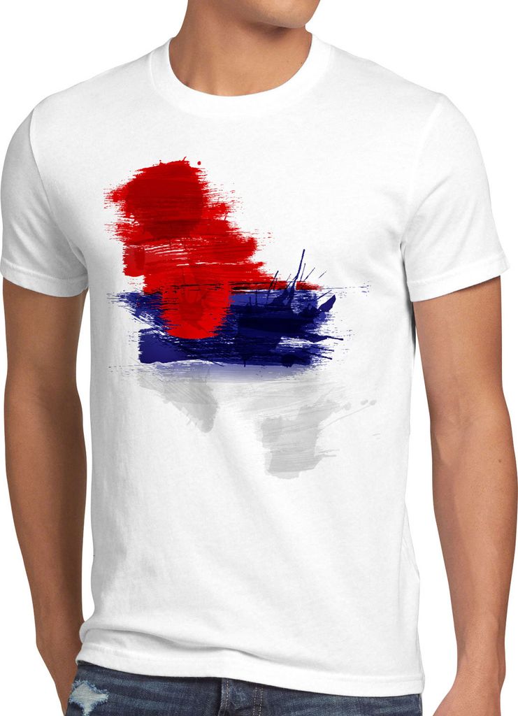 BaumwolleCloud Flagge Serbien Herren T-Shirt Fußball Sport Serbia WM EM Fahne