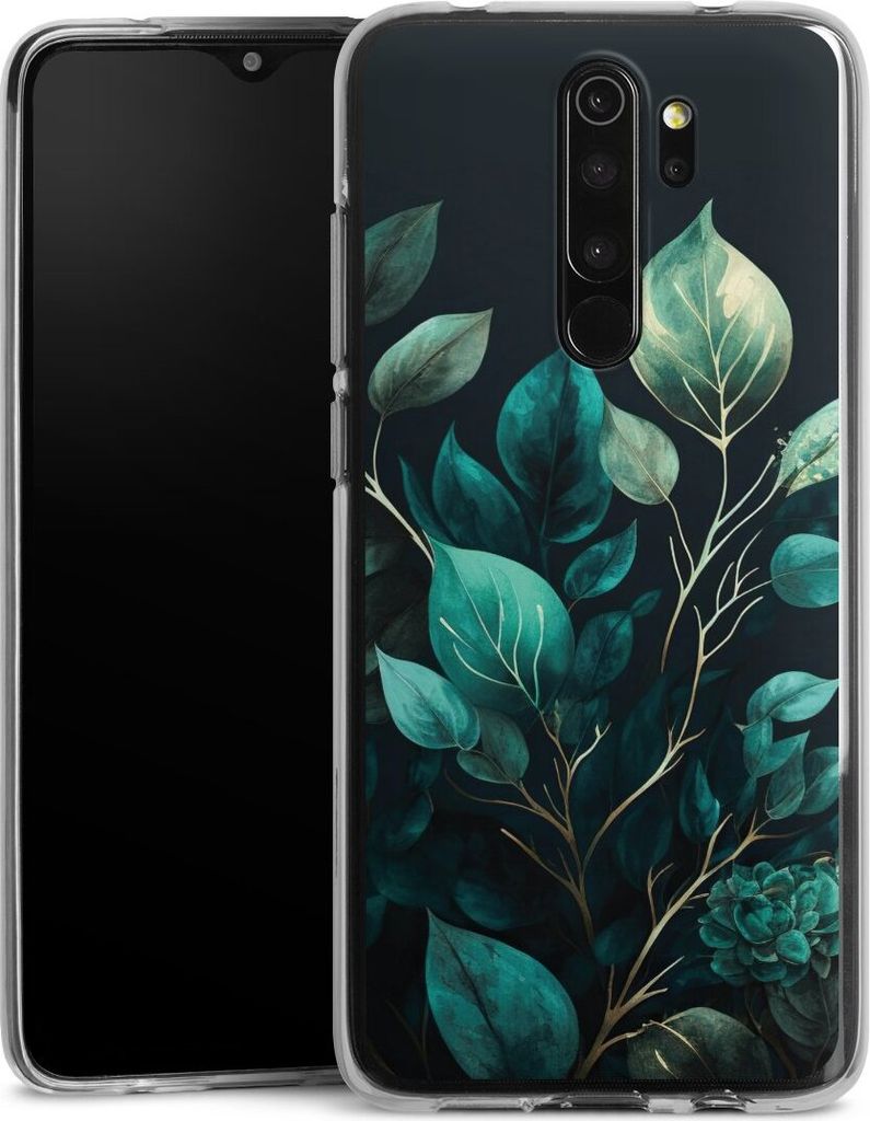 DeinDesign Handyhülle für Xiaomi Redmi Note 8 Pro Silikon Hülle Case Smartphone Schutzhülle Blätter schwarz Eukalyptus