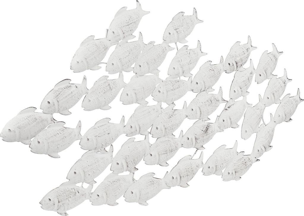Wandobjekt Wandbild Wanddeko Fischschwarm grau Eisen L 97 Produktbild 4