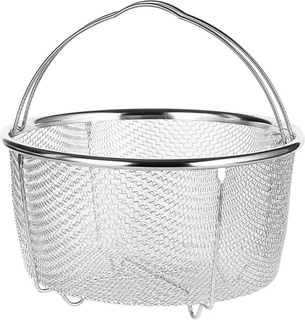 Mesh-Dampfkorb aus Edelstahl, bequeme Griffe, hitzebeständig, zum Kochen in der Küche, 18 x 18 cm