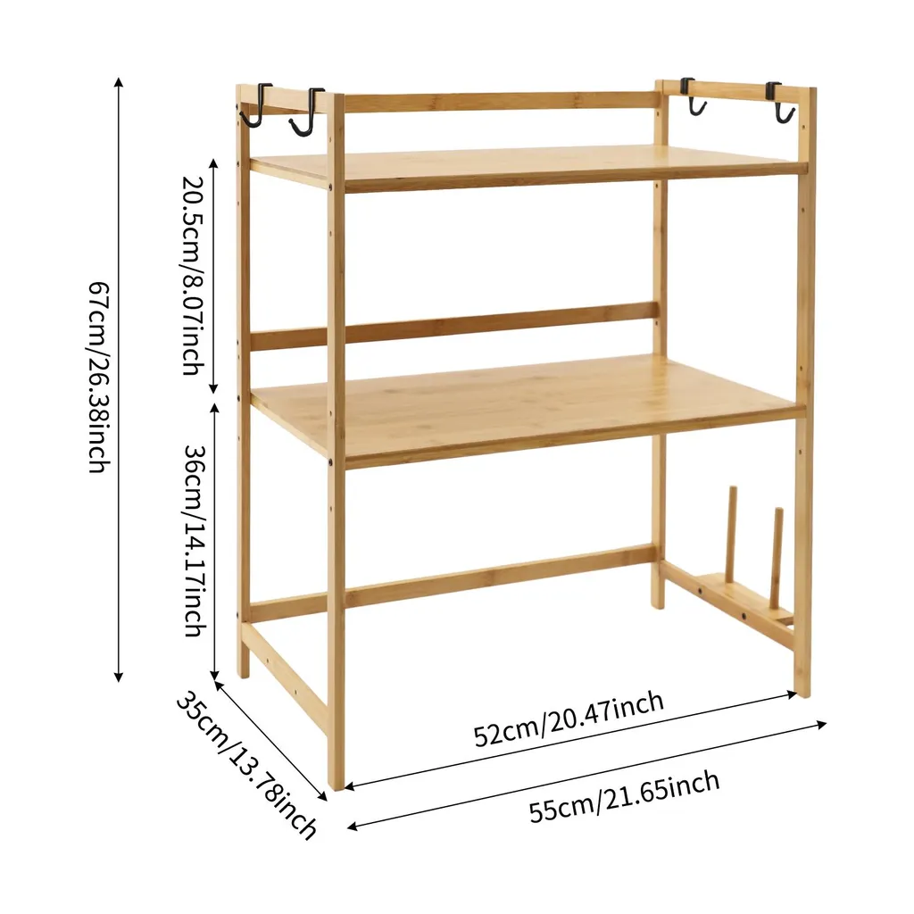 Support micro-ondes extensible bois, organisateur de plan de travail - 6