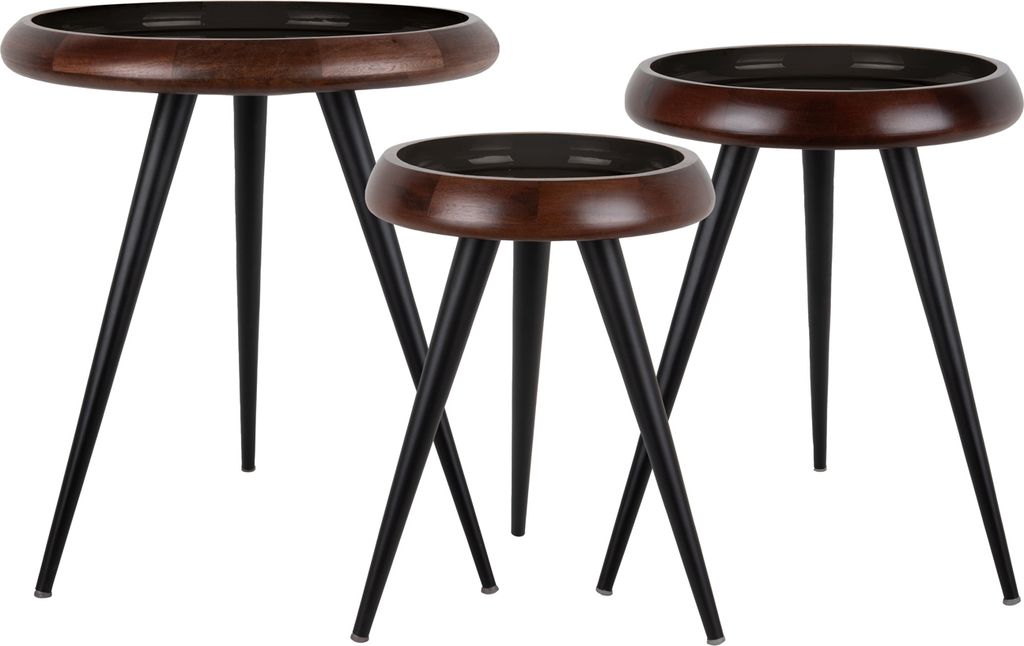 Leitmotiv - Beistelltisch Tripod - Schwarz - 3er-Set