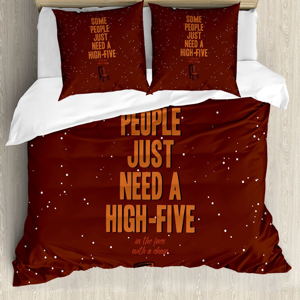 ABAKUHAUS Meme Bettbezug Set für Einzelbetten, Lustige High 5 in Gesicht Wörter, Milbensicher Allergiker geeignet mit Kissenbezug, 155 cm x 220 c...