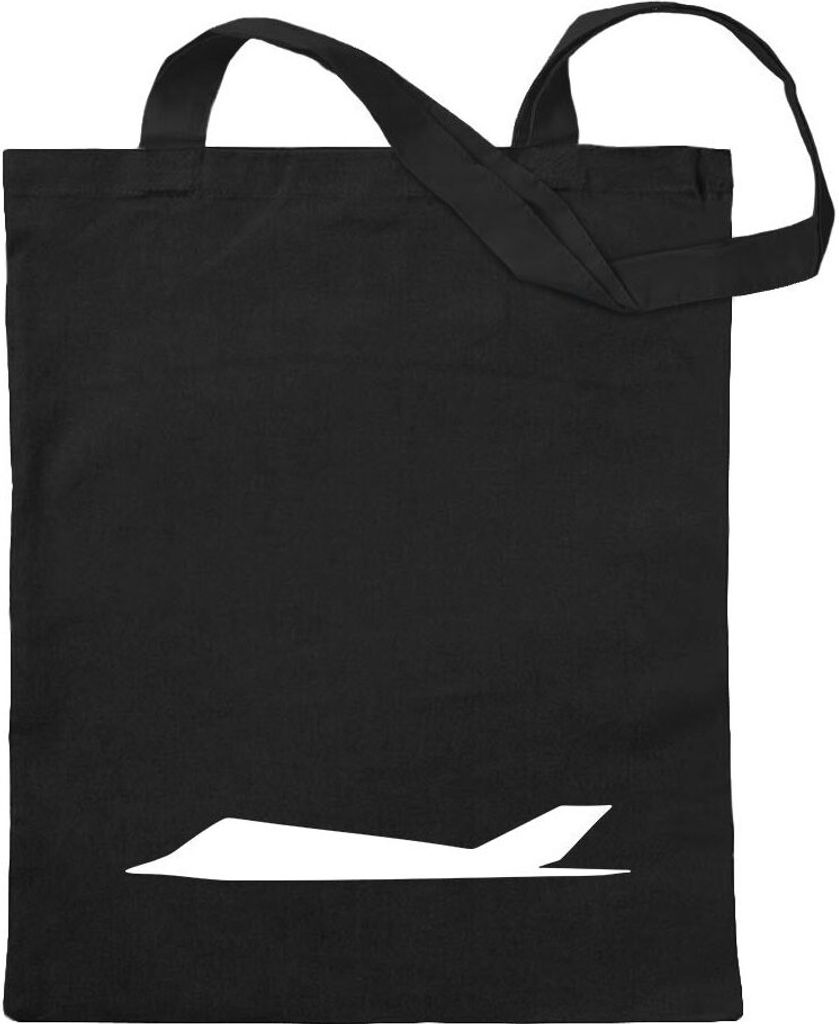 Kiwistar - Baumwolltasche - schwarz - Tarnkappenflugzeug Stealth - Tragetasche Stoffbeutel Umhängetasche Langer Henkel