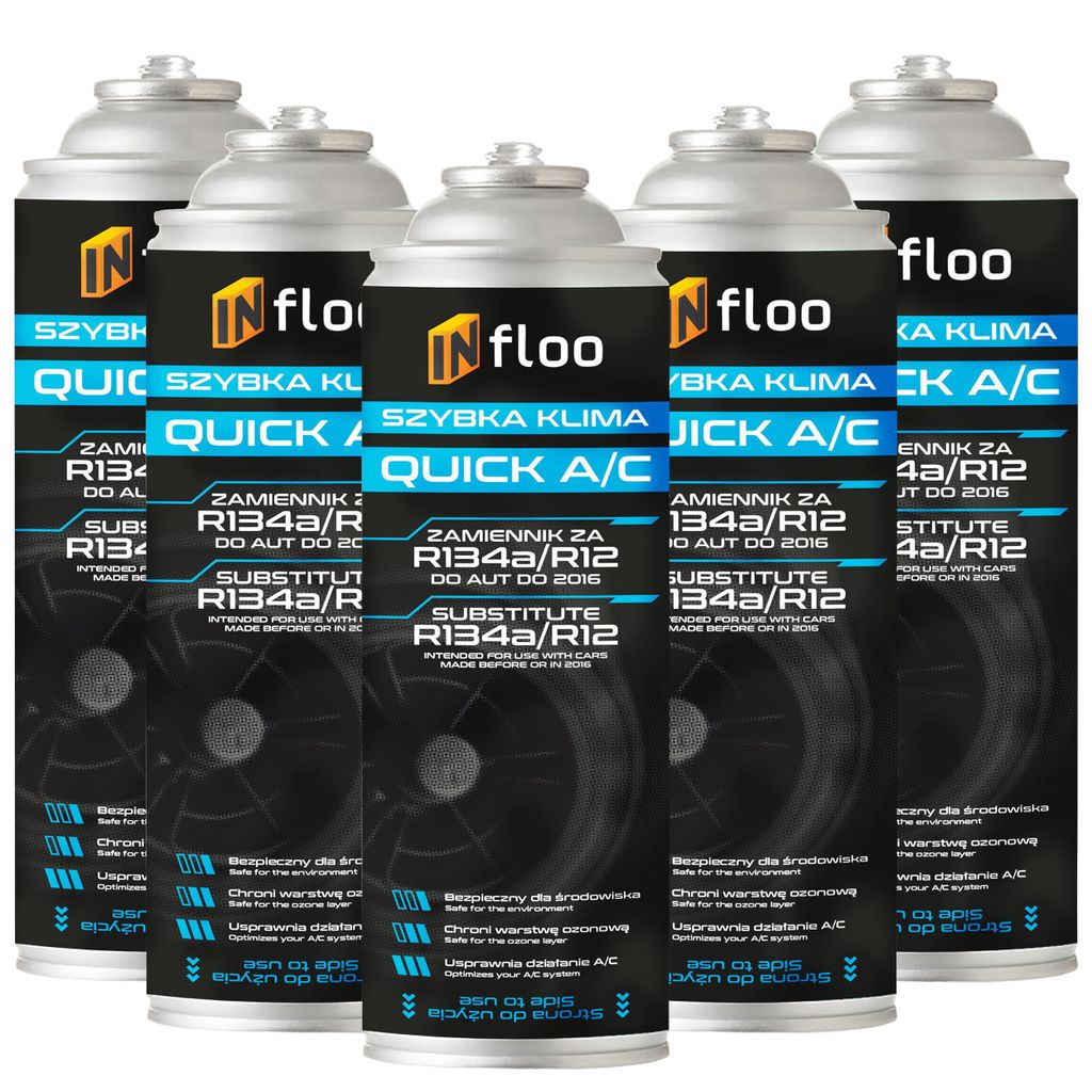 INfloo Quick A/C R134a Gas – 5×185 g – Produktbild 