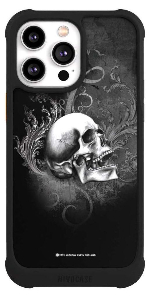 NIVOCASE Hülle für Apple iPhone 14 Pro Max Stoßfeste Handyhülle NIVOmax Case Schwarz Gothic Schädel Totenköpfe