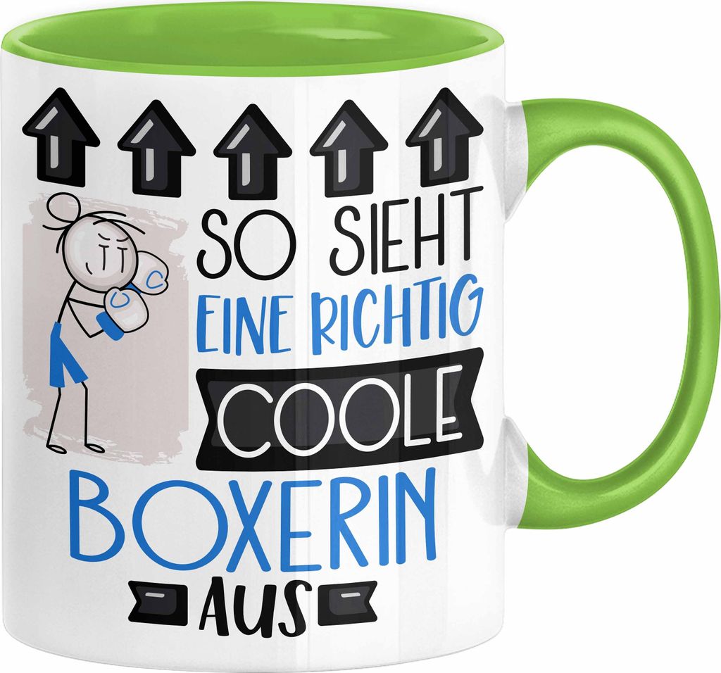 Boxerin Geschenk Tasse Lustig Geschenkidee für Boxerin Geburtstag So Sieht Eine Richtig Coole Boxerin Aus Frauen Spruch (Grün)