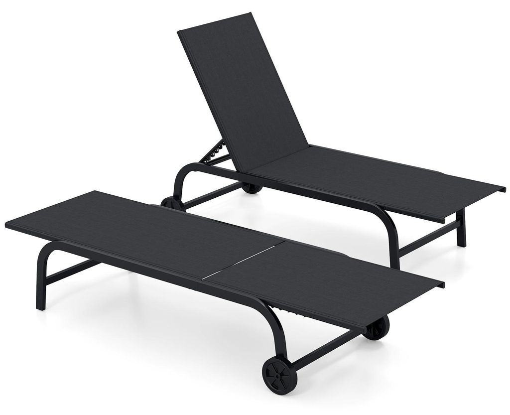 COSTWAY 2er Set Gartenliege mit Rollen, Sonnenliege bis Produktbild 