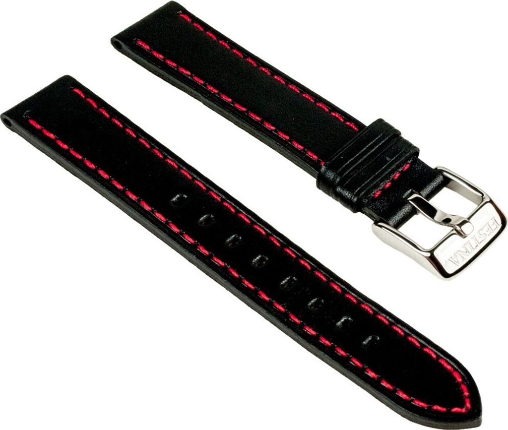 Festina Uhrenarmband Leder 17mm schwarz mit roten Naht Produktbild 