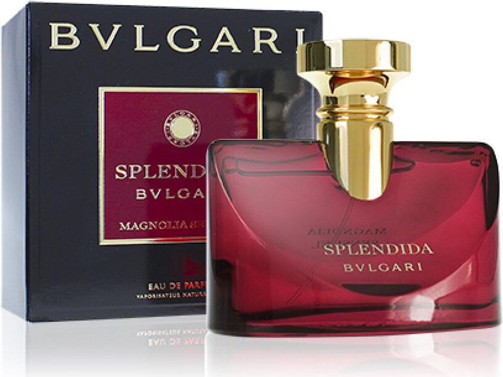A perfume bottle and its box are displayed.