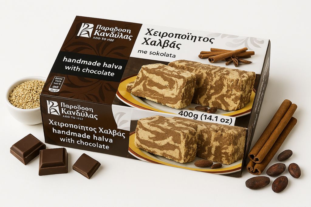Kandylas Halva Schokolade 400 g – Griechische Süßigkeit aus Produktbild 