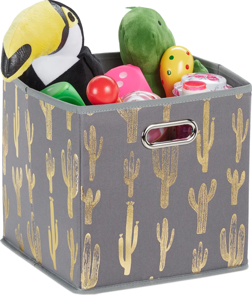 Set 6 Scatole Pieghevoli Relaxdays Cactus: Organizer per Armadio e Giochi