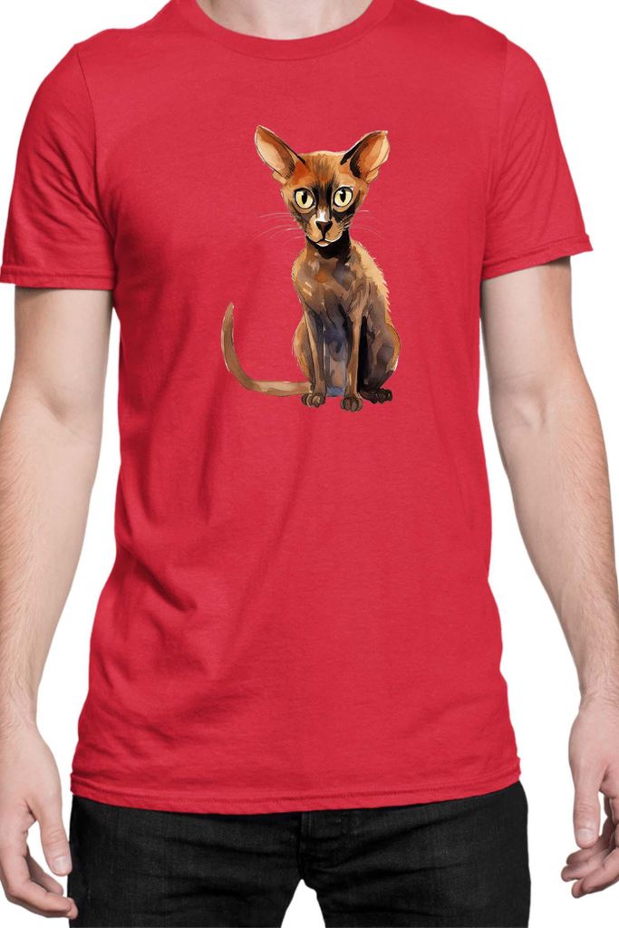 Herren T-Shirt Funny Cats Breeds Peterbald Cat, Man M / Rot