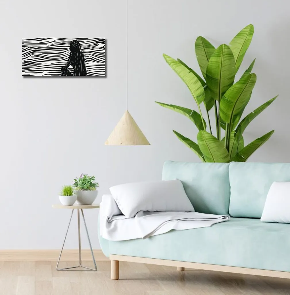 Décoration murale abstraite 50 x 20 cm Image aux lignes complexes - 2