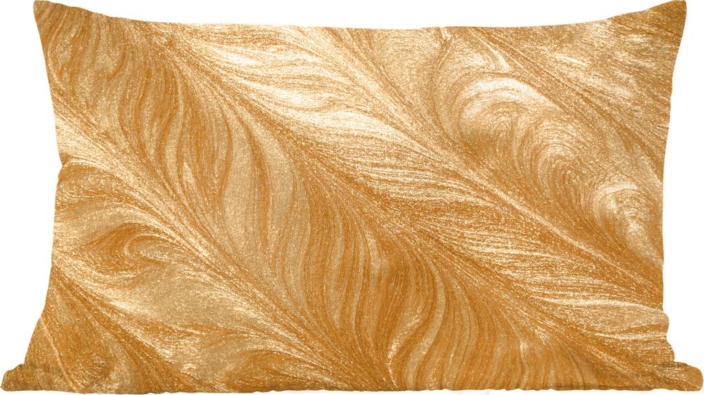 MuchoWow Zierkissen Sofakissen Wohnzimmer Dekokissen 50x30 cm Goldene Federn Textur - Wohnzimmerdekoration - Polster mit Photo