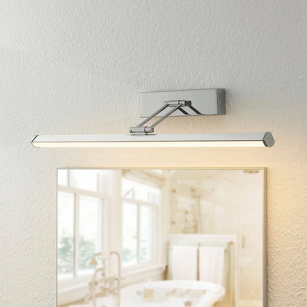 spritzwassergeschützt Lindby LED Wandleuchte in Chrom aus Metall u.a 1 flammig, inkl. Leuchtmittel Wandlampe Bad 'Kluna' Modern für Badezimmer Spiegelleuchte Badezimmer - Wandleuchten 
