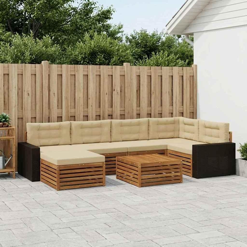 Möbel Outdoor-Sofagarnitur mit Kissen 7 pcs Natur und BeigeGartensofas - Gartensofas c1395