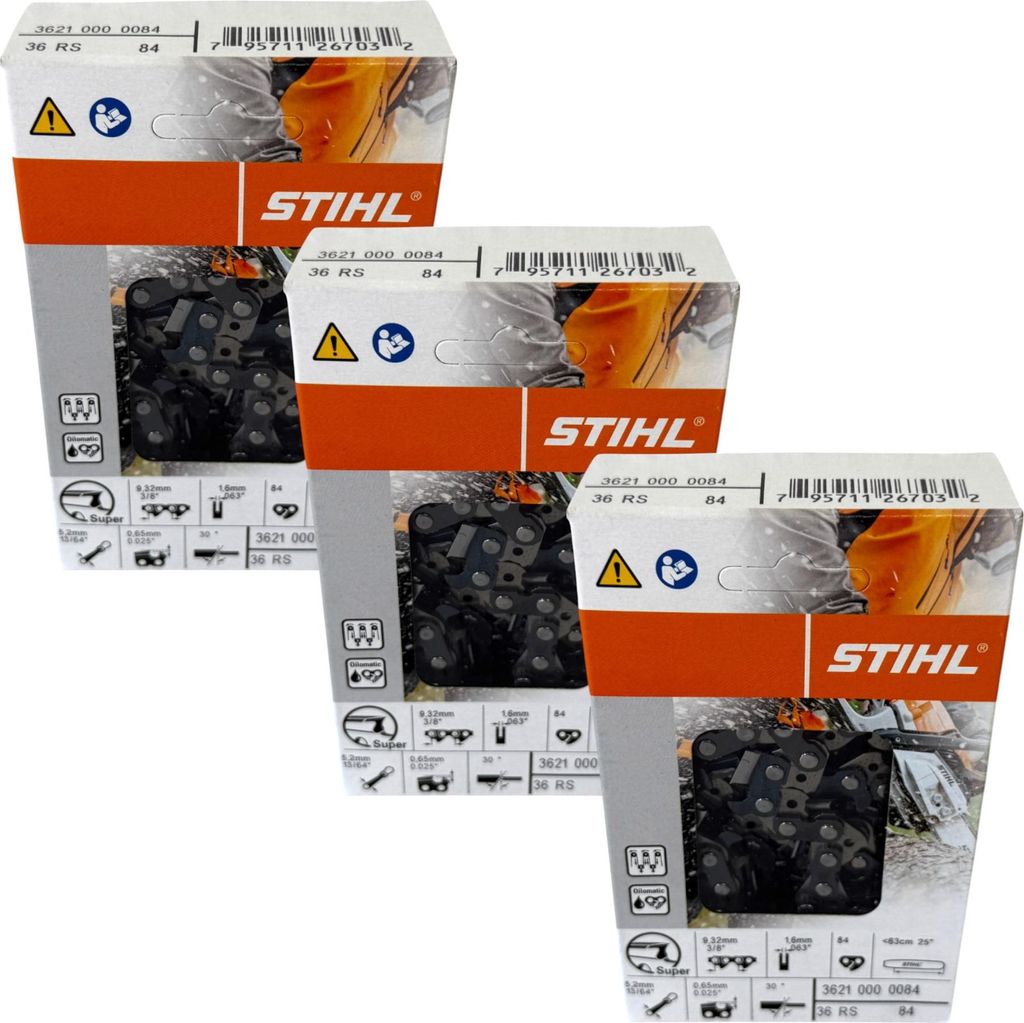 Stihl 3x 3/8" Rapid Super (RS) Sägekette 63 cm 3/8" 1,6 mm Produktbild 