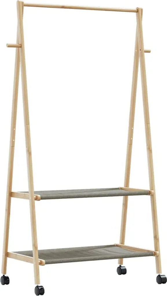 Appendiabiti con ripiani e rotelle 96x45,5x155,5 cm in bambù