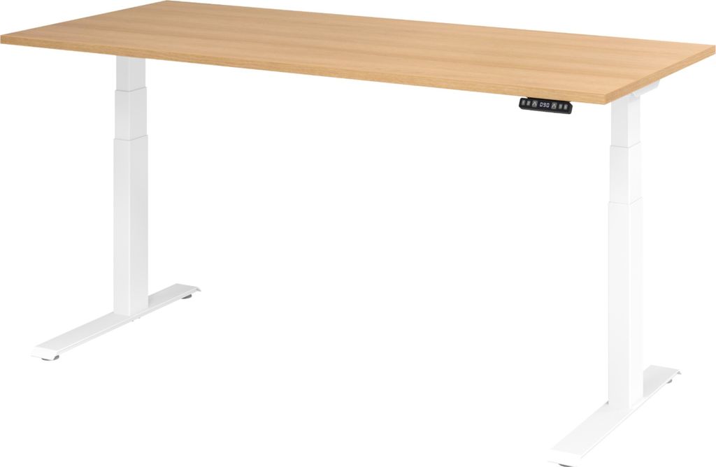 bümö Schreibtisch elektrisch XDKB - Größe: 180 x 80 cm, Gestell: Weiß, Nachbildung: Eiche