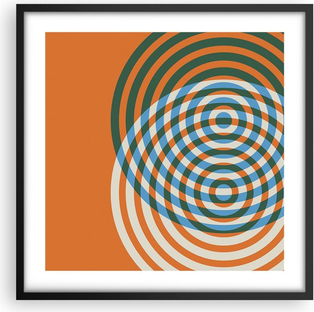 Gerahmtes Poster - Schwarzer Rahmen - Abstraktion Modern Kreise - 50x50 cm - Wand Bild - Wanddeko - Wandbilder - Kunstposter - Wandposter - Bilderr...