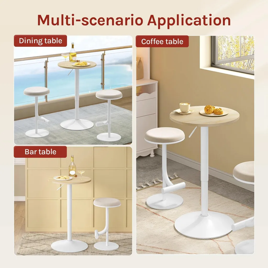 Table mange-debout réglable en hauteur chêne clair pour cuisine et bar - 5