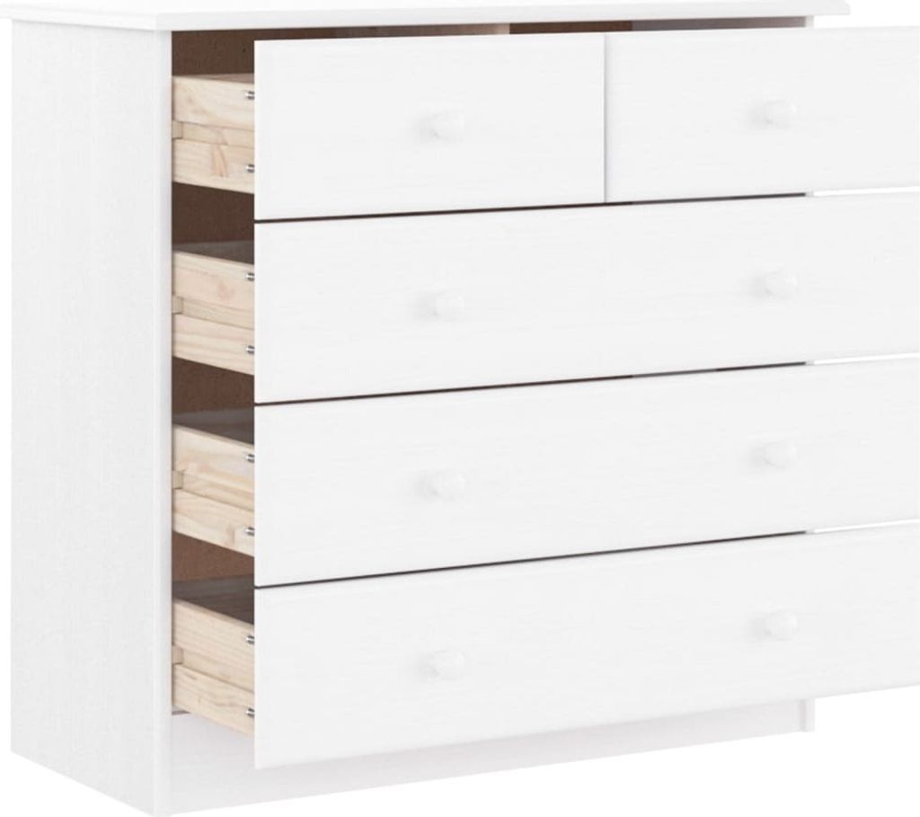 Möbel Kommode Modernes Design - Mehrzweckschrank Anrichte für Flur - ALTA Weiß 77x35x73 cm Massivholz Kiefer Top5819787