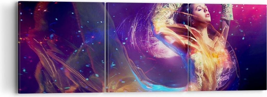 Bild auf Leinwand - Leinwandbild - Schönheit Disco Mode Make-up - 90x30cm - Wand Bild - Wanddeko - Leinwanddruck - Bilder - Kunstdruck - Wanddekor...