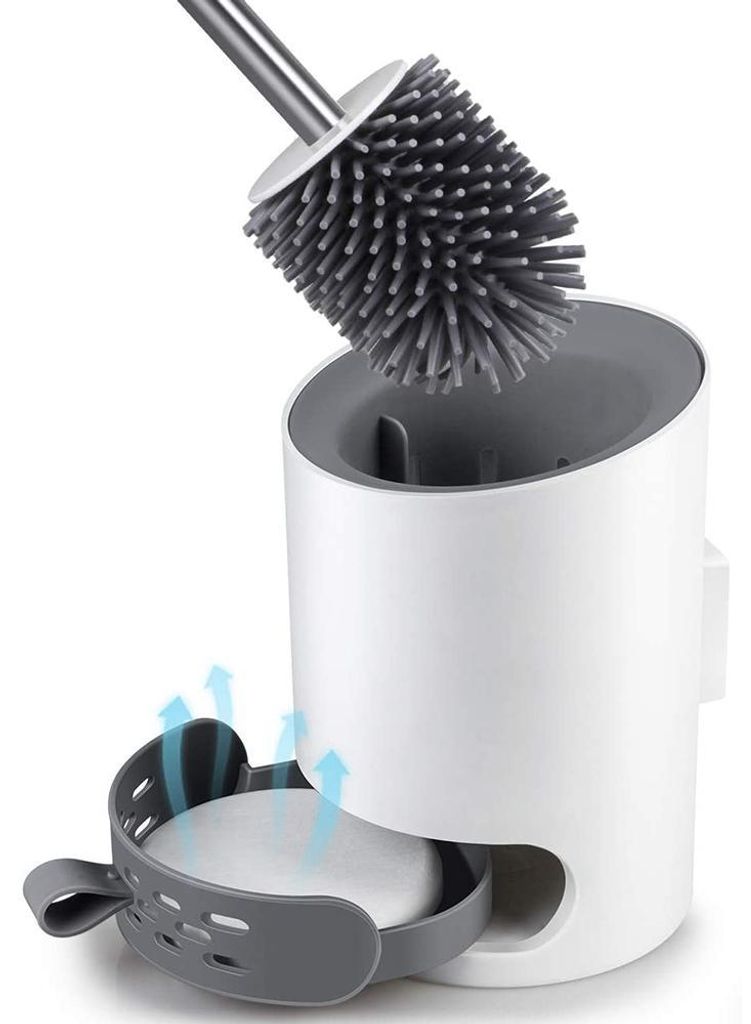 WC-Bürsten-Set mit Halterung, Wand-WC-Bürsten-Set zur Reinigung der Toilettenschüssel für mehr Ordnung im Badezimmer, WC-Bürste mit weichen Si...